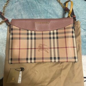 Burberry Check Crossbody Bag with Pink and Tan Accents